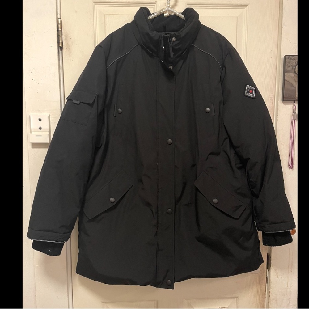 Alpine North Women’s Vegan Down Mid-Length Glacier Plus Parka Black No Hood EUC